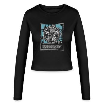 Felgen Blueprint – Technik Skizze Rad - Frauen Slim Fit Langarmshirt - Schwarz - Vorne - AI Model Female 172 light (172cm)