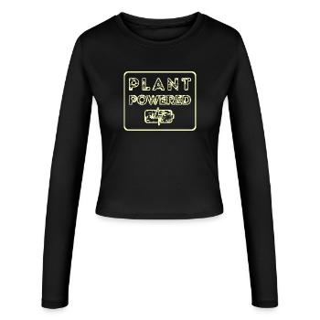 Alimenté par des plantes - Manches longues slim fit Femme - noir - Devant - AI Model Female 172 light (172cm)
