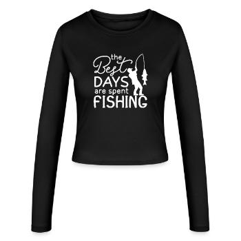 Fisherman Quote Silhouette Design - Women's Slim Fit Longsleeve - black - Front - AI Model Female 172 light (172cm)