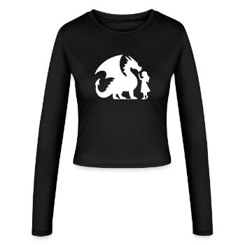 Mythical Dragon and Girl Silhouette Design - Women's Slim Fit Longsleeve - black - Front - AI Model Female 172 light (172cm)