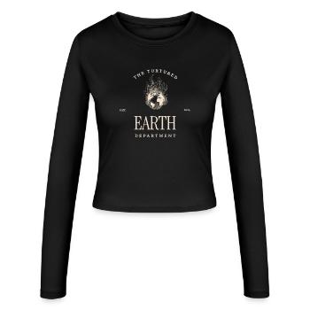 The Tortured Earth Department Fire Motif T-Shirt - Women's Slim Fit Longsleeve - black - Front - AI Model Female 172 light (172cm)
