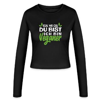 Achtung Ich Bin Veganer Lustiges Veganer Geschenk - Frauen Slim Fit Langarmshirt - Schwarz - Vorne - AI Model Female 172 light (172cm)