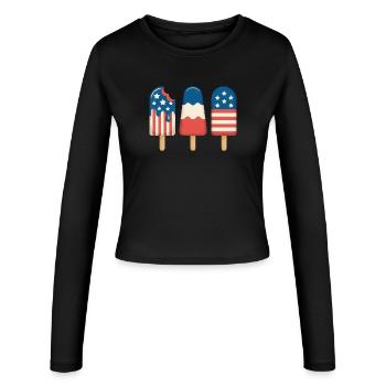 Cream Lover Independence Day 4 juillet - Manches longues slim fit Femme - noir - Devant - AI Model Female 172 light (172cm)