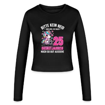 25 ans de service – Ne soyez pas jaloux d'Einhorn - Manches longues slim fit Femme - noir - Devant - AI Model Female 172 light (172cm)
