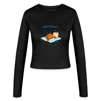 Croissant Blue Retro Design - Women's Slim Fit Longsleeve - black - Front - AI Model Female 172 light (172cm)