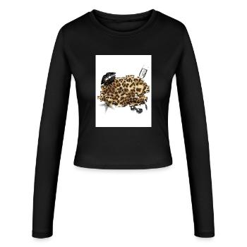 Leopard - Women's Slim Fit Longsleeve - black - Front - AI Model Female 172 light (172cm)