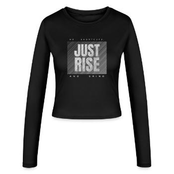 Just Rise and Grind Design Motivation and Success - Women's Slim Fit Longsleeve - black - Front - AI Model Female 172 light (172cm)