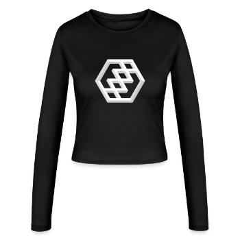 Abstraktes geometrisches Muster - Frauen Slim Fit Langarmshirt - Schwarz - Vorne - AI Model Female 172 light (172cm)