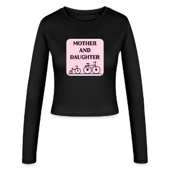 Mother and Daughter Bicycle Bond - Women's Slim Fit Longsleeve - black - Front - AI Model Female 172 light (172cm)