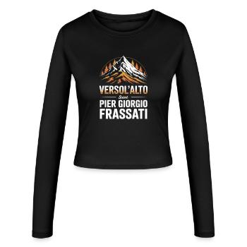 Verso L Alto Saint Pier Giorgio Frassati - Frauen Slim Fit Langarmshirt - Schwarz - Vorne - AI Model Female 172 light (172cm)