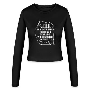 Architecture and design - Women's Slim Fit Longsleeve - black - Front - AI Model Female 172 light (172cm)