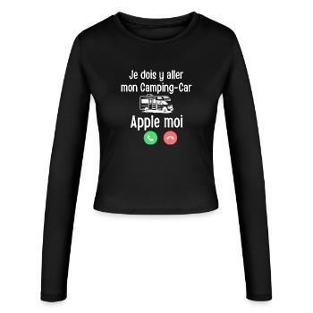 Wohnmobil Apple me - Frauen Slim Fit Langarmshirt - Schwarz - Vorne - AI Model Female 172 light (172cm)
