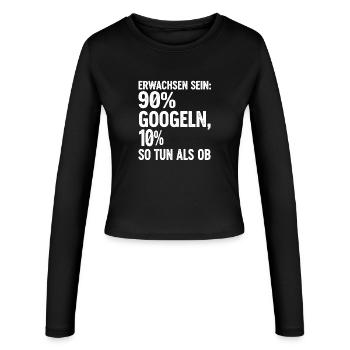 Être adulte : 90 % sur Google - Manches longues slim fit Femme - noir - Devant - AI Model Female 172 light (172cm)
