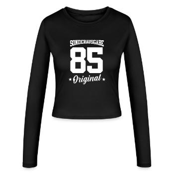 85 Geburtstag - Frauen Slim Fit Langarmshirt - Schwarz - Vorne - AI Model Female 172 light (172cm)