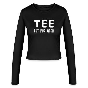 Tee - Frauen Slim Fit Langarmshirt - Schwarz - Vorne - AI Model Female 172 light (172cm)