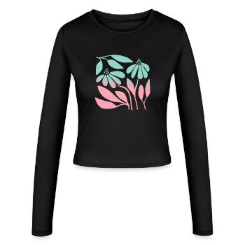 Marguerite in gradient green  - Frauen Slim Fit Langarmshirt - Schwarz - Vorne - AI Model Female 172 light (172cm)