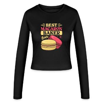 Macaron Desserts Français - Manches longues slim fit Femme - noir - Devant - AI Model Female 172 light (172cm)