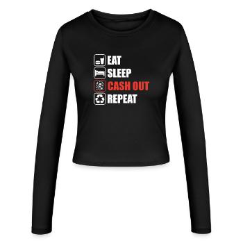 Cash out Casino Gambling Funny Player - Manches longues slim fit Femme - noir - Devant - AI Model Female 172 light (172cm)