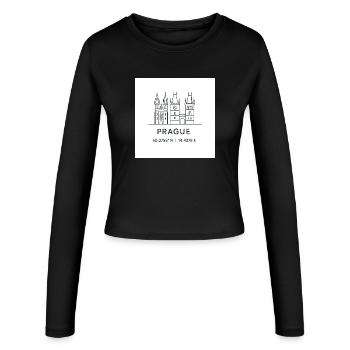 Prague Line Art Silhouette Point de repère - Manches longues slim fit Femme - noir - Devant - AI Model Female 172 light (172cm)