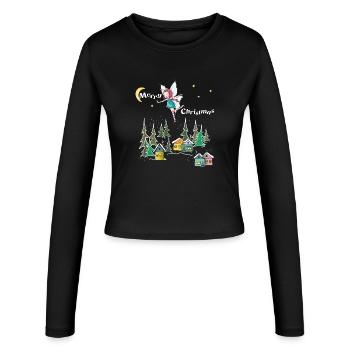 Weihnachten - Frauen Slim Fit Langarmshirt - Schwarz - Vorne - AI Model Female 172 light (172cm)