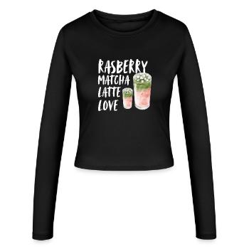 Rasberry Matcha Latte Love Spruch Coffee Caffee - Frauen Slim Fit Langarmshirt - Schwarz - Vorne - AI Model Female 172 light (172cm)