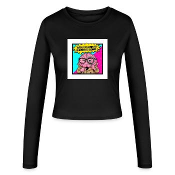 Verschwörungstheorie seltsame Welt - Frauen Slim Fit Langarmshirt - Schwarz - Vorne - AI Model Female 172 light (172cm)