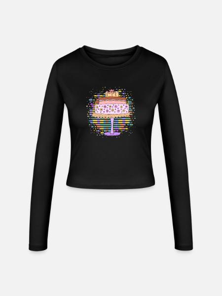 Kuchen - Frauen Slim Fit Langarmshirt - Schwarz
