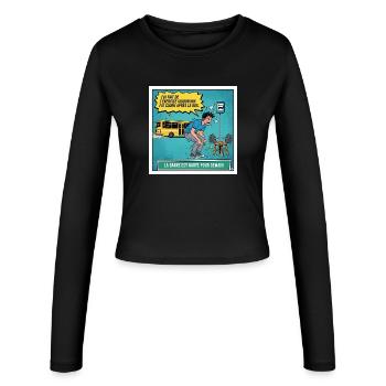 Hohe Messlatte für morgen - Frauen Slim Fit Langarmshirt - Schwarz - Vorne - AI Model Female 172 light (172cm)