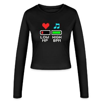 NIEDRIGE MP HOHE BPM Pixel Art Gaming Musik - Frauen Slim Fit Langarmshirt - Schwarz - Vorne - AI Model Female 172 light (172cm)