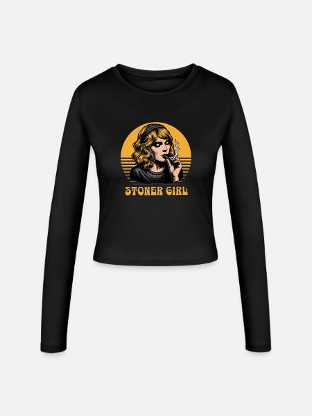 Stoner Girl - Frauen Slim Fit Langarmshirt - Schwarz