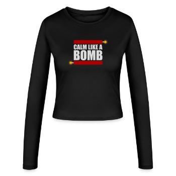 Calm Like Bomb Paradox Irony Humor Explosive Joke - Women's Slim Fit Longsleeve - black - Front - AI Model Female 172 light (172cm)