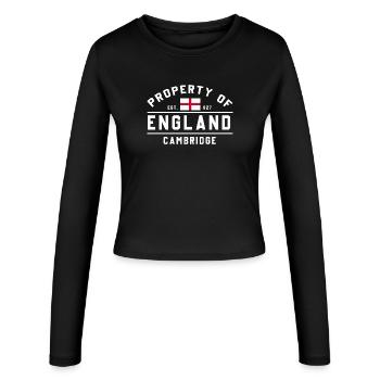 Englands Cambridge-Emblem - Frauen Slim Fit Langarmshirt - Schwarz - Vorne - AI Model Female 172 light (172cm)