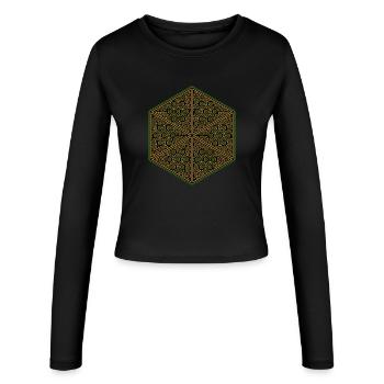 Hexagone Mandala Goa Psytrance Méditation Yoga Aum - Manches longues slim fit Femme - noir - Devant - AI Model Female 172 light (172cm)