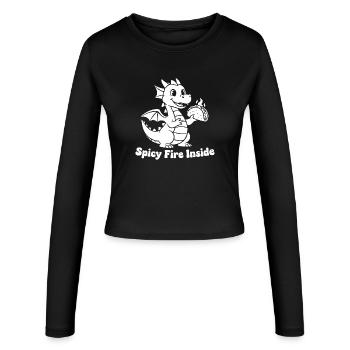 Conception de tacos Dragon flamboyant - Manches longues slim fit Femme - noir - Devant - AI Model Female 172 light (172cm)