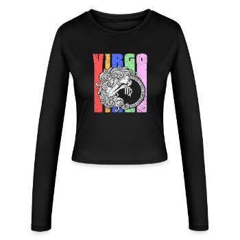 Virgo Zodiac Sign Symbol - Astrological Mandala - Women's Slim Fit Longsleeve - black - Front - AI Model Female 172 light (172cm)