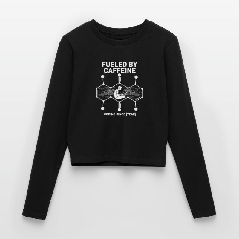 Alimenté par la caféine Coding Chemise | Programmeur Manches longues slim fit Femme
