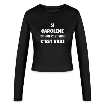 Caroline dit que c’est vrai - Manches longues slim fit Femme - noir - Devant - AI Model Female 172 light (172cm)