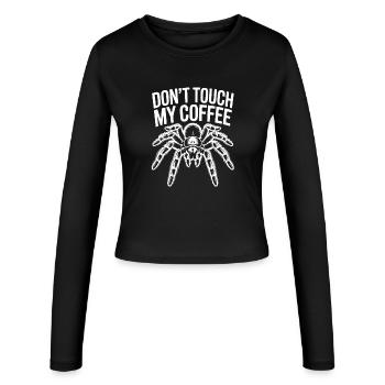 Finger Weg vom Kaffee Spinne - Frauen Slim Fit Langarmshirt - Schwarz - Vorne - AI Model Female 172 light (172cm)
