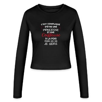 Princesse Coiffeuse Je Gere - Manches longues slim fit Femme - noir - Devant - AI Model Female 172 light (172cm)