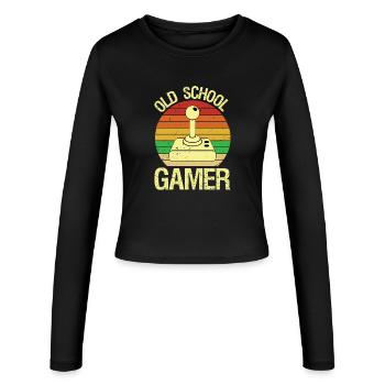 Old School Gamer Love Vintage 80s 90s Arcade - Women's Slim Fit Longsleeve - black - Front - AI Model Female 172 light (172cm)
