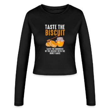 Goûtez le biscuit au miel - Manches longues slim fit Femme - noir - Devant - AI Model Female 172 light (172cm)
