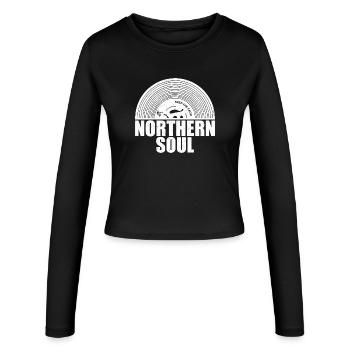 Northern Soul - Keep The Faith - Vinyl 45RPM - Women's Slim Fit Longsleeve - black - Front - AI Model Female 172 light (172cm)