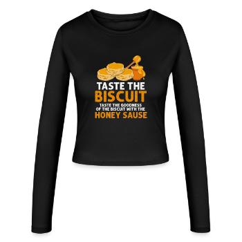 Biscuit Honey Sizzle Tee - Women's Slim Fit Longsleeve - black - Front - AI Model Female 172 light (172cm)