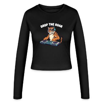 Tiger DJ: Drop the Roar - Women's Slim Fit Longsleeve - black - Front - AI Model Female 172 light (172cm)