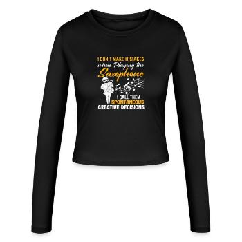 Je ne fais pas d’erreurs Saxophoniste Drôle de jazz - Manches longues slim fit Femme - noir - Devant - AI Model Female 172 light (172cm)