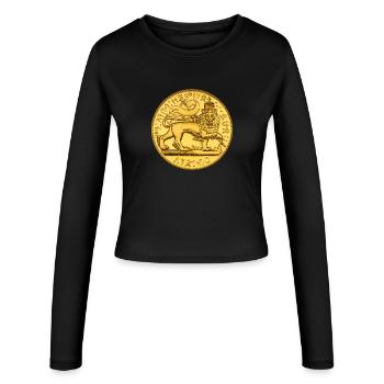 1889-1897 Menelik II Tripes de Juda Lion de Juda - Manches longues slim fit Femme - noir - Devant - AI Model Female 172 light (172cm)