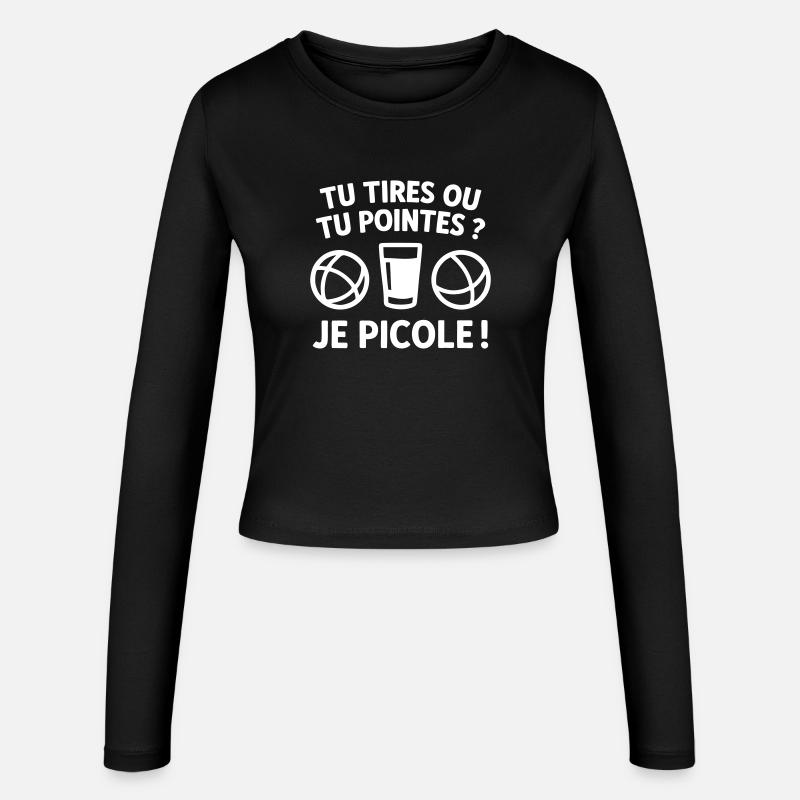Du schießt oder zielst Pétanque-Humor - Frauen Slim Fit Langarmshirt - Schwarz