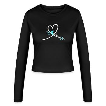Skifahrer Herz Heartbeat - Frauen Slim Fit Langarmshirt - Schwarz - Vorne - AI Model Female 172 light (172cm)