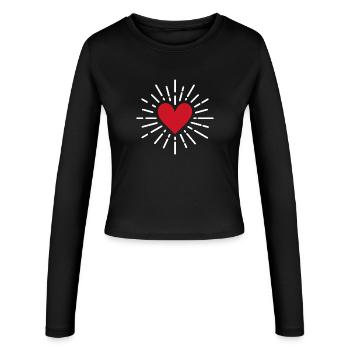 Herz - Frauen Slim Fit Langarmshirt - Schwarz - Vorne - AI Model Female 172 light (172cm)