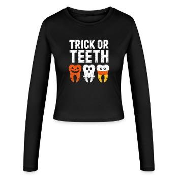 Trick or Teeth Halloween Tee - Women's Slim Fit Longsleeve - black - Front - AI Model Female 172 light (172cm)